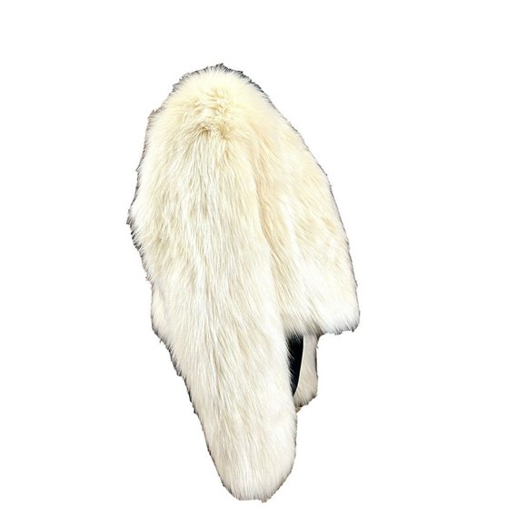 AKIRA Chicago Red Label Faux Fur Jacket Open Front Fully Lined Ivory Women Sz L. - Picture 4 of 5